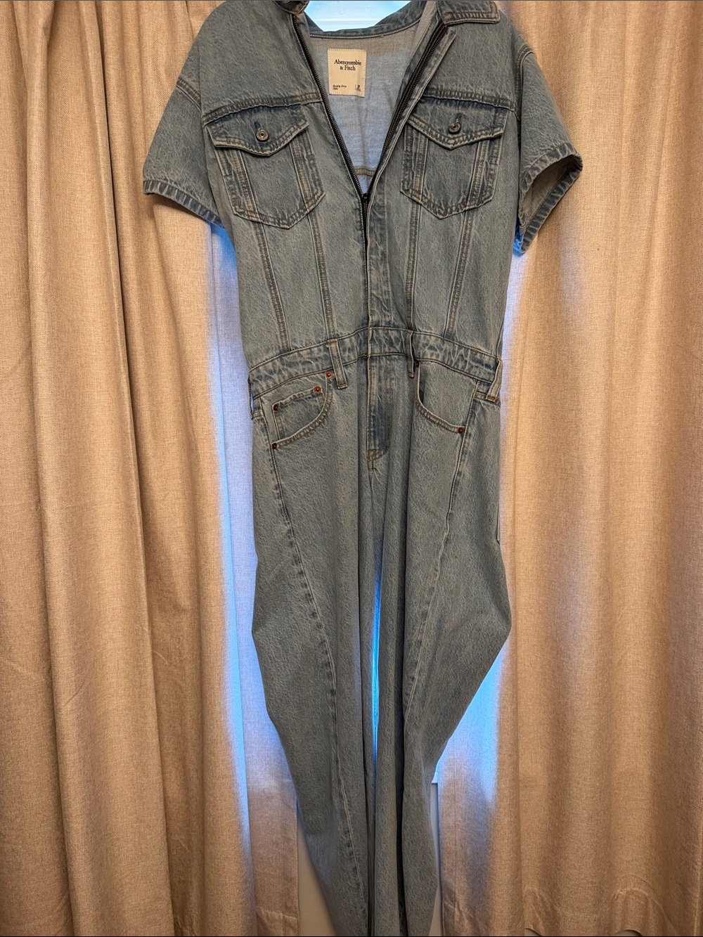 Abercrombie & Fitch Light Blue Denim One-Piece Jumpsuit
